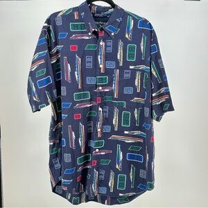 Nautica Men's‎ Navy Graphic Button Down Shirt